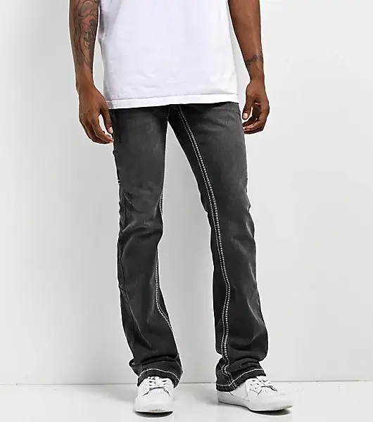 Black Denim Ninth Hall Stacked Flare Jeans