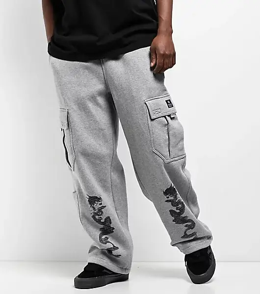 Dragon Ninth Hall Grey Baggy Cargo Sweatpants