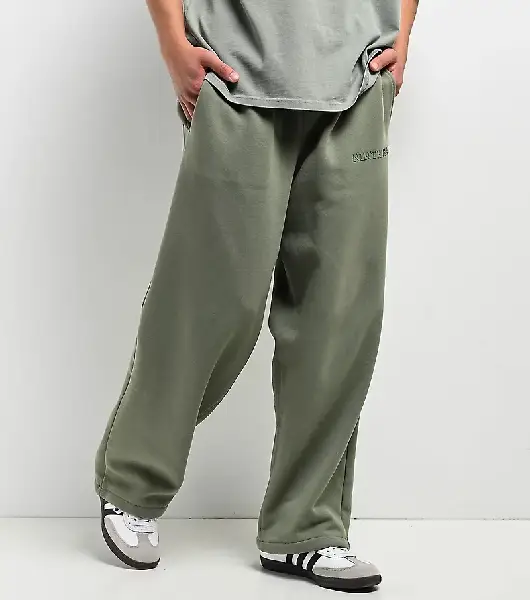 Ninth Hall Fundamentals Light Green Open Hem Sweatpants